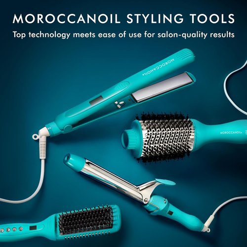 Moroccanoil Smooth Style Heated Brush & Perfect Defense Spray Bundle - Ultimate Hair Care Set