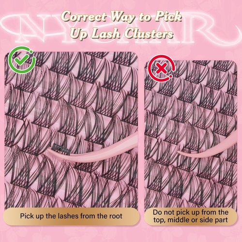 NYCAAR Lash Clusters Kit Wispy Natural Lash Extension Kit D Curl 144Pcs Fluffy Individual Lashes 8-18mm Anime Eyelash Extension Kit with Bond and Seal,Applicators DIY Lashes Kit at Home(NY03)