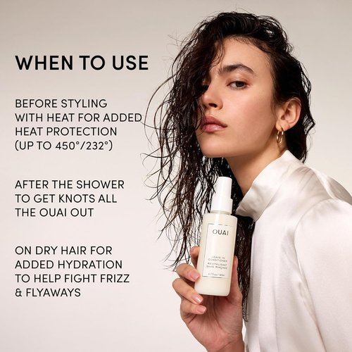 OUAI Leave In Conditioner - Heat Protectant & Detangler for Frizz Control | 1.5 oz, Paraben-Free