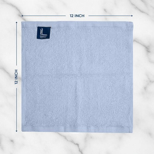 Linteum Textile Supply Premium 12x12 Washcloth (Light Blue) – 100% Cotton Zero Twist Towels | Absorbent, Quick Dry, Durable for Bathroom, Spa, Gym (12 Pack)