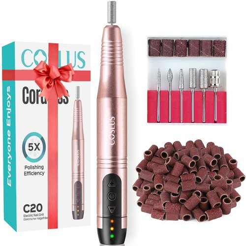 COSLUS C20 Cordless Nail Drill Electric File: Professional for Acrylic Gel Dip Powder Nails Portable Nail Drill Machine Kit for Manicure Pedicure Nail Set with Everything Rechargeable Lightweight