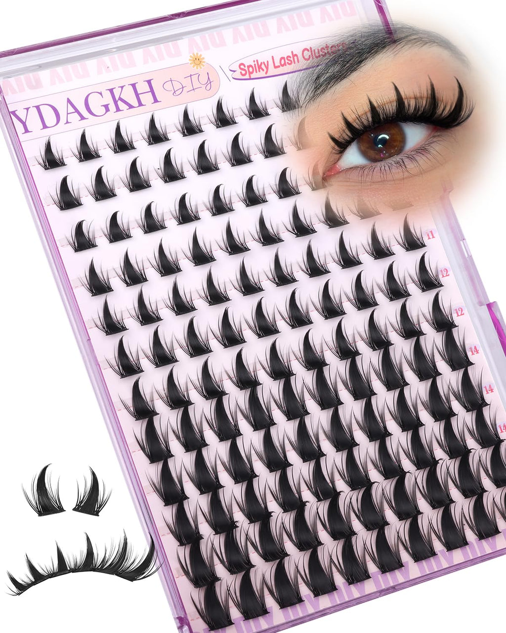 YDAGKH Lash Clusters Manga Spiky Eyelash Extension Mega Anime Lashes Spikes Cluster Eyelash Extensions 9-16mm Wispy Lash Extension Natural DIY Waterproof Cluster Eyelashes Fairy Individual Lashes