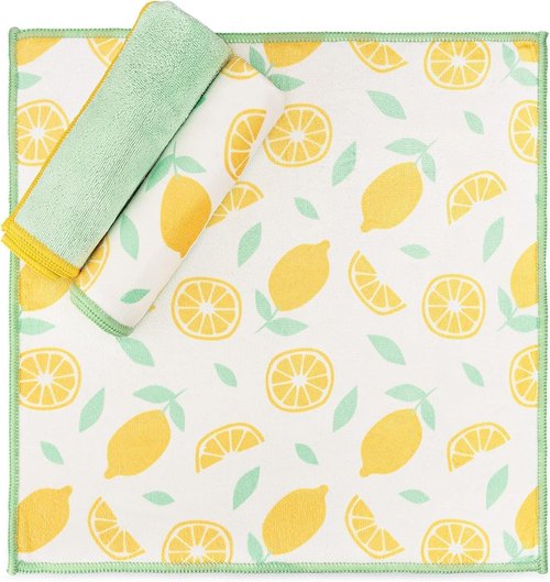 Full Circle Renew Collection Microfiber Cloths - Eco-Friendly Citrus Print, 12.01" x 3.00", Set of 3 | Naturally Anti-Bacterial & Water-Only Cleaning