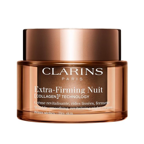 Clarins Extra-Firming Night Moisturizer - Renewing Anti-Aging Cream with Collagen & Avocado Peptides | Refillable for Dry Skin