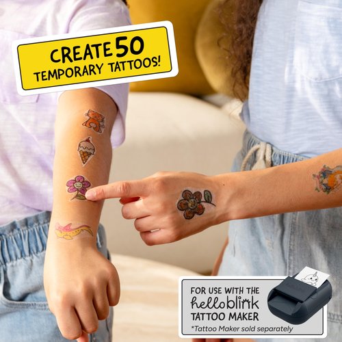 Hello Blink Tattoo Maker Refill Pack – Makes 50 Tattoos - 4 New Markers – Cosmetic Grade, FDA-Compliant DIY Kit for Kids Ages 8+