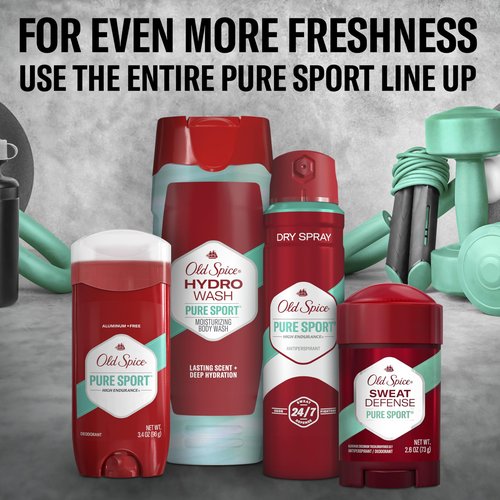 Old Spice Moisturizing Body Wash for Men, Hydro Wash, 2-in-1 Long Lasting Scent & Deep Hydration, 24/7 Shower Fresh, Pure Sport Scent, 16 oz (Pack of 4)