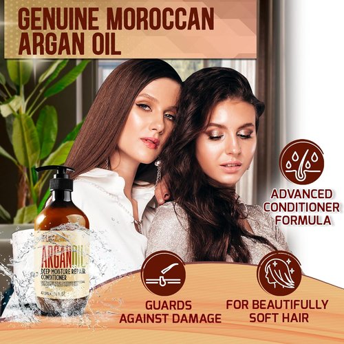 **Moroccan Argan Oil Conditioner - Deep Moisturizing Formula for Dry, Curly, and Damaged Hair - Sulfate Free, Salon Grade**