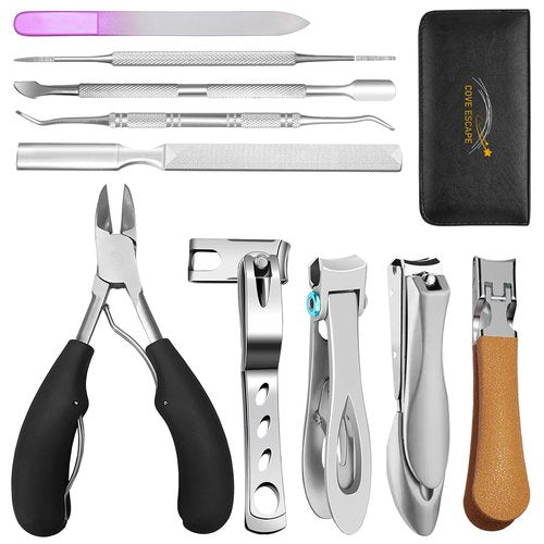 Toenail Clippers for Seniors Thick Toenails- Heavy Duty Podiatrist Ingrown Toe Nail Cutter for Men, Professional & Adults - Easy Grip Handle Stainless Steel (Extra Large, 10, Count)