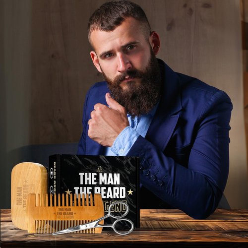 AXIARA Grooming Gifts for Men - Beard Kit Grooming and Care with Brush, Comb, Scissors & Storage Bag - Anniversary Retirement Birthday Gifts for Men Dad Grandpa, Husband Birthday Gift Ideas