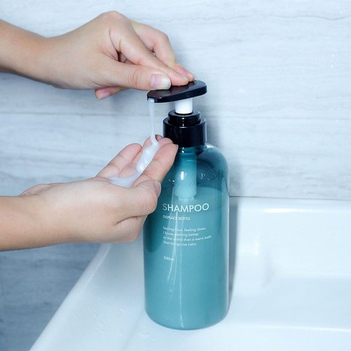 3pcs Refillable Shampoo and Conditioner Bottles, 16.9oz/500ml Shampoo Conditioner Body Wash Dispenser for Hotel Bathroom, 3pcs Plastic Shampoo Bottles with Pump (Blue)