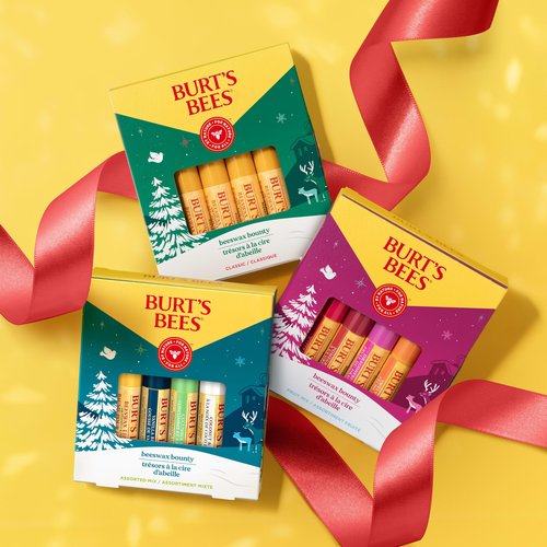 Burt’s Bees Christmas Gifts, 4 Lip Balm Stocking Stuffers Products, Beeswax Bounty Classic Set - Original Beeswax Moisturizing Lip Balm (Pack of 4)