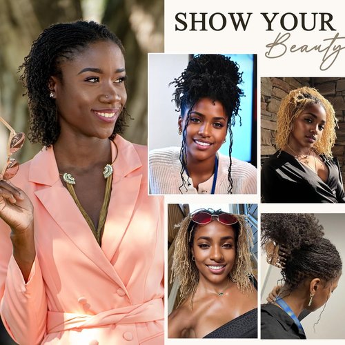 DAIXI Handmade Interlocking Sisterlocks Curly Tips 100% Real Human Hair Permanent Micro Locs Extensions Natural Looking Soft Dreadlocks Can Be Bleached and Dyed (1B - 0.2cm, 8 Inch 30 Strands)