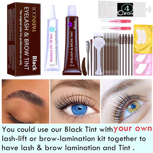 Skiennix Black Lash Tint Kit - Keratin Eyelash & Eyebrow Dye for 6-Week Voluminous Tinting