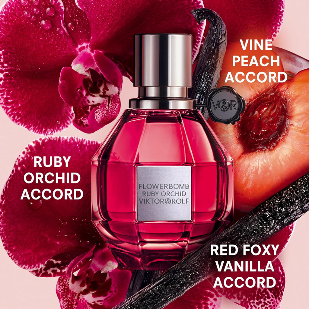 Viktor&Rolf - Flowerbomb Ruby Orchid Eau de Parfum - Floral & Fruity Women's Perfume with Vanilla & Peach Notes