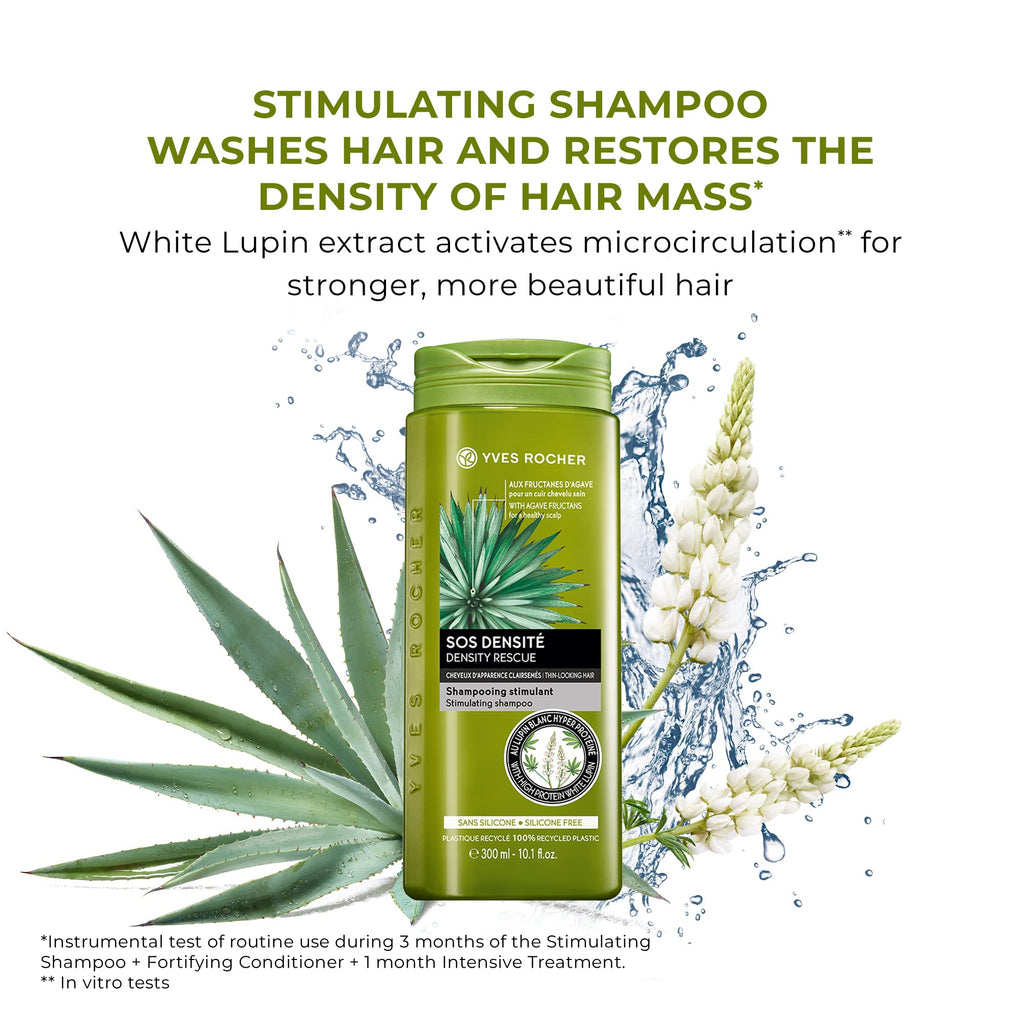 Yves Rocher Fortifying Shampoo | Density Rescue to Cleanse Scalp & Strengthen Hair | 10.1 fl oz