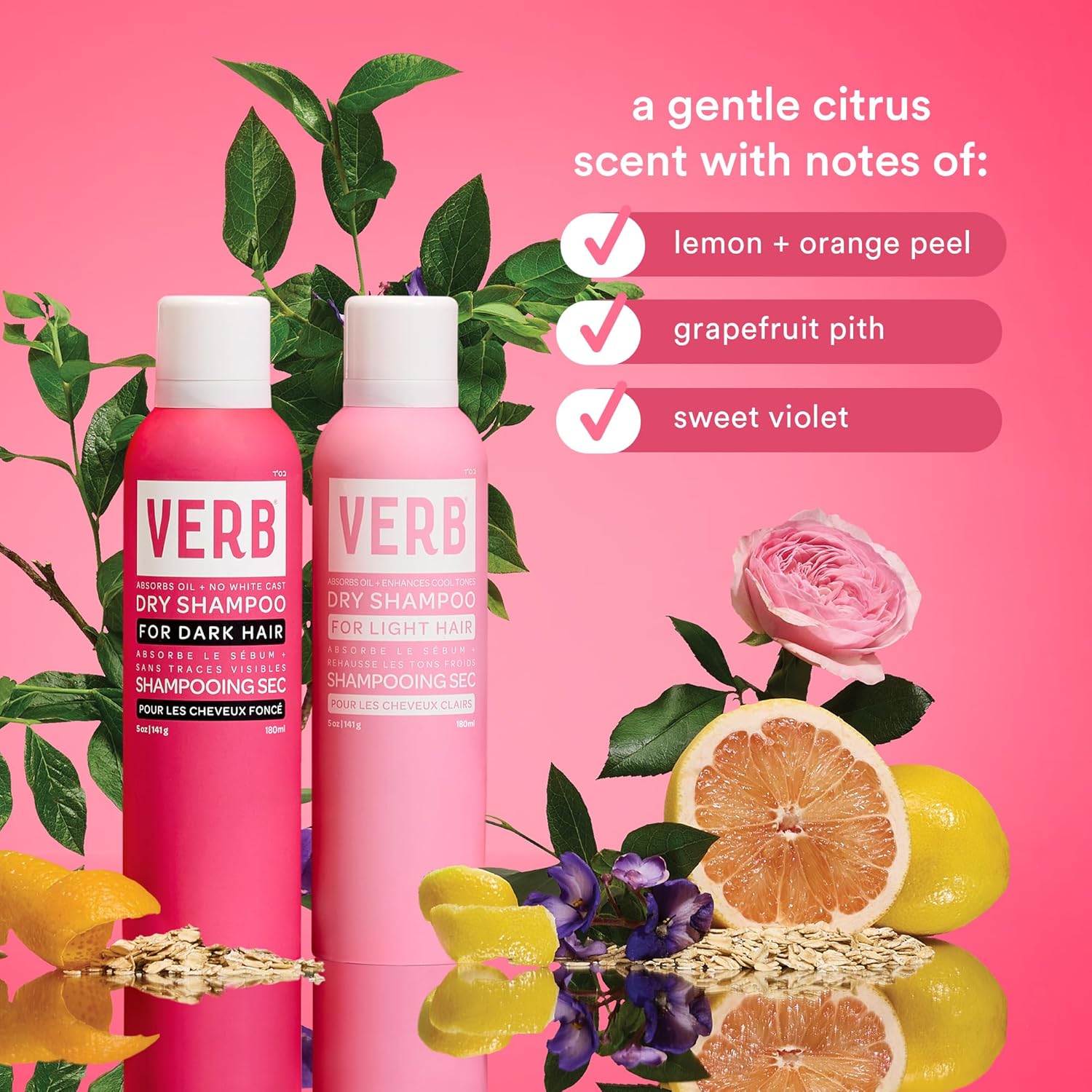 VERB Dry Shampoo Dark - Refreshing Spray to Absorb Oils & Extend Styles - Vegan, Paraben-Free