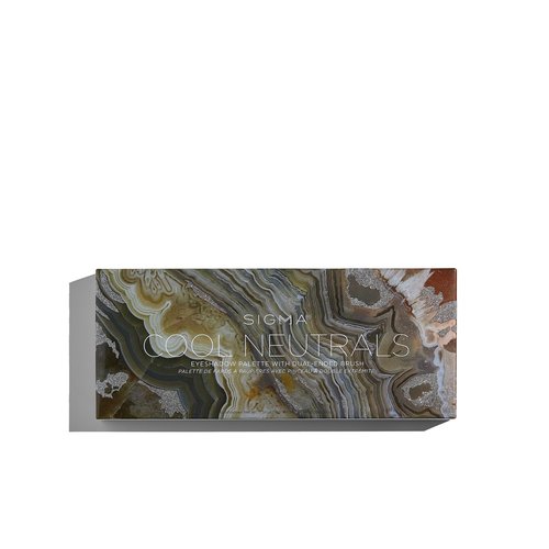 Sigma Beauty Cool Neutrals Eyeshadow Palette with Dual-Ended Brush, 14 Cool-Toned Eye Shadows - Includes Mirror, Waterproof Technology, Mixture of Finishes, 2-Year Warranty