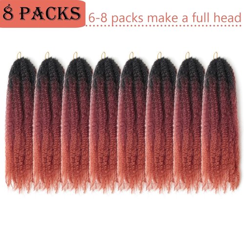 8 Packs Marley Twist Braiding Hair 24 Inches MarleyTwist Hair Cuban Twist Hair Marley Afro Kinky Curly Twist Synthetic Hair Extensions
