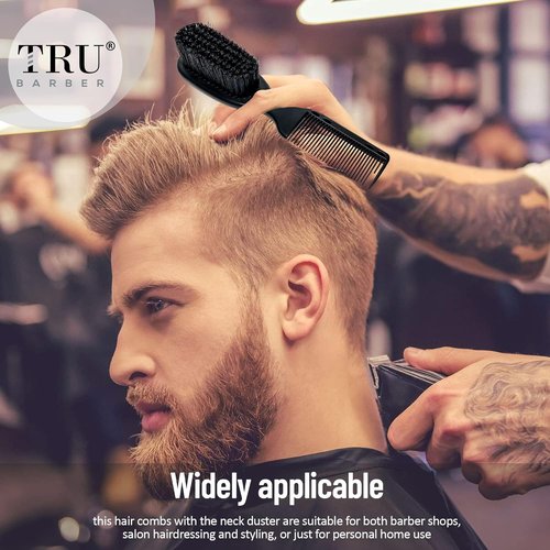 TRU BARBER Pro Fading Brush Set - 2PCS Barber Fade & Cleaning Brushes for Clippers & Beard Care