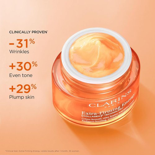 Clarins Extra-Firming Energy Face Moisturizer - 2-in-1 Anti-Aging Cream with Collagen & Niacinamide | Refillable | 1.7 Ounces