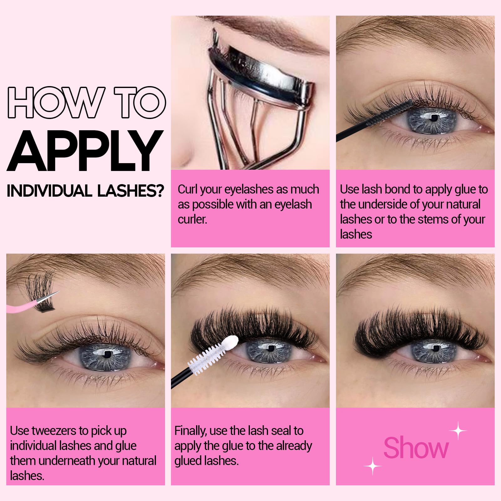 Volume Lashes Extension Kit 20MM Mink Lashes Clusters 120D Thick Individual Lashes with Lash Bond and Seal and Applicator Thick Eyelashes Extension Kit by zanlufly