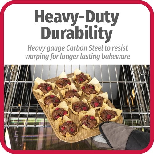 GoodCook BestBake Nonstick Carbon Steel Muffin Pan - 12 Cup, Textured Bronze Finish
