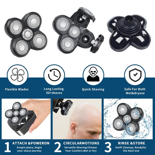 3 Pack Shaver Replacement Blades For Fre*birds Bald Men Replacement Blades,Shavers Head with 3 Cleaning Brush