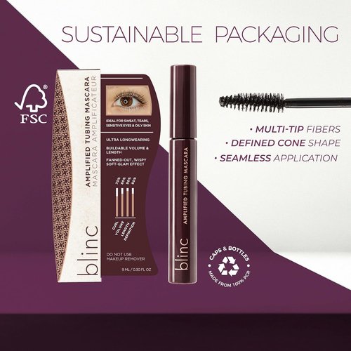 Blinc Amplified Tubing Mascara - Longwear Volume & Definition, Smudge-Proof, Sensitive Eyes Safe, Washable