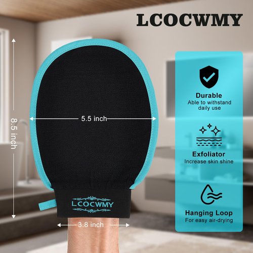 LCOCWMY Exfoliating Gloves, (4pcs) Durable Body Scrub, Dead Skin Remover & Body Scrubber Exfoliator, Body Exfoliating Gloves for Shower, washcloth exfoliating, exfoliating Glove for Smooth Skin