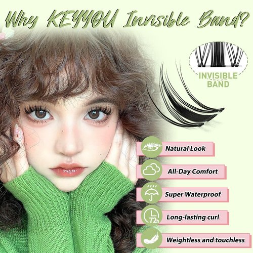 KEYYOU Fairy Lash Clusters Kit, Manga Eyelash Extension Kit at Home, 144pcs D Curl Wispy Natural Invisible Band Lash with Waterproof Lash Extensions Kit (Fairy-D-8-18MIX)
