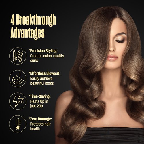 Bekind Twist Pro Thermal Brush - 1.5 Inch Versatile Heated Round Hot Air Brush Dryer, Effortless Blowout Curling Hair Styling Tools, Negative Ion Blow Out Hot Round Brush, 20s Heats (Black)