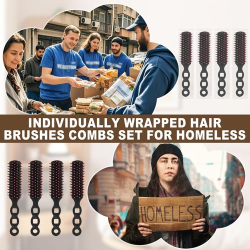 Bulk Hair Brushes for Homeless Individually Wrapped, Hair Brush Bulk, Hair Brush for Curly Hair Suitable for Homeless,Shelter,Air Bnb/Hotel/Guest Apartment (100 PCS)