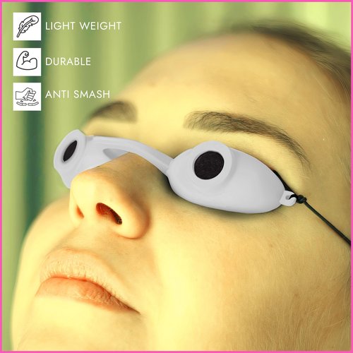 Super Sunnies Flex UV Eye Protection, FDA Compliant Tanning Bed Goggles, Red Light Therapy Glasses - White