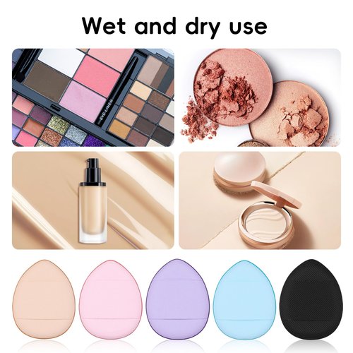 30 Pcs Mini Powder Puff & mini makeup sponge Set，with Storage Box - setting powder puff, Dual-Use (Dry/Wet) for Foundation, Concealer & Eyeshadow - Soft.Finger powder puff&makeup puff， Makeup Sponge