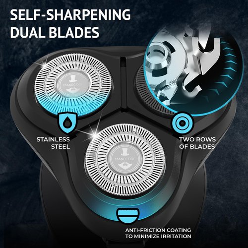 MANECODE® Electric Razor for Men - Shaver with Floating 8 Contouring Technology® IQ Cleaning Sensor® (Charging Station)