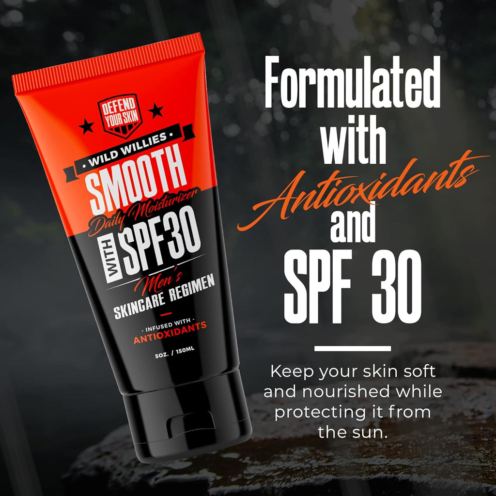 Wild Willies Men's Daily Facial Moisturizer SPF 30 - Lightweight Antioxidant Face Lotion for All Skin Types