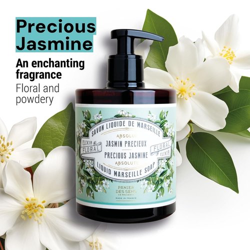 Panier des Sens - Precious Jasmine Hand Soap - Moisturizing & Refillable 16.9 Fl Oz - 96% Natural Ingredients