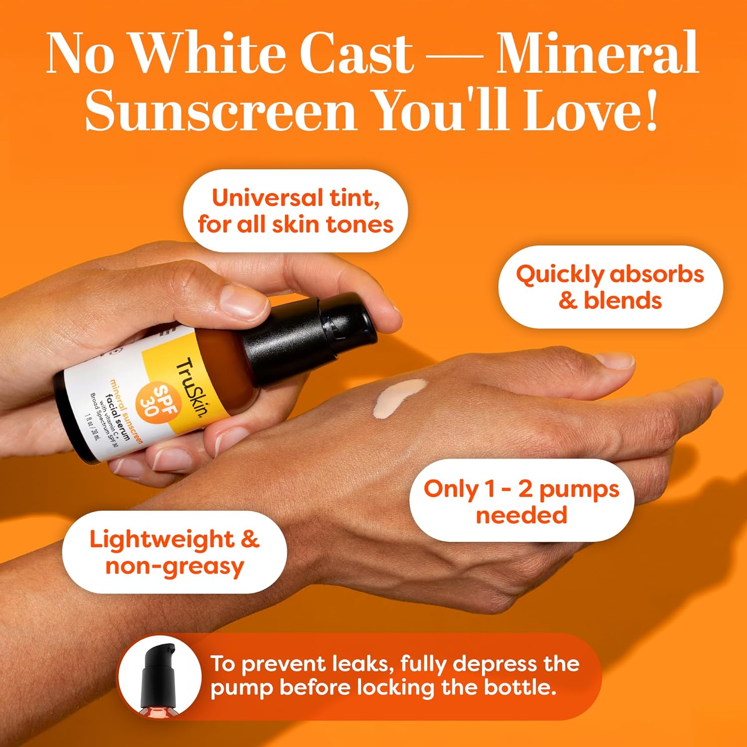 TruSkin Sunscreen Serum - SPF 30 Tinted Mineral Face Serum with Zinc Oxide & Vitamin C | 1 fl oz