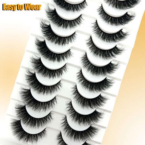 loladook Cat Eye Lashes Mink 3D Natural Faux Mink False Strip Lashes Pack Soft C Curl Wispy 16mm Short Fluffy Fox Eye Eyelashes Natural Look