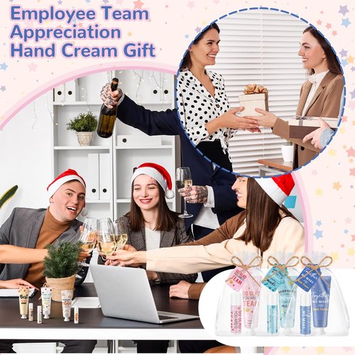 Dansib 12sets/48pcs Best Team Ever Gifts Team Appreciation Thank You Gifts for Coworkers Women Employee Appreciation Gift Party Favors Basket Stuffers Items Travel Hand Lotion and Lip Balm Set