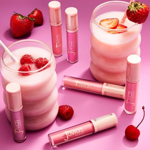 Juvia's Place Smoothie Lip Gloss - Hydrating Pink Velvet Cream Lipgloss | Non-Sticky, High Shine Formula with Cocoa Butter & Chia Oil