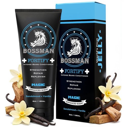 Bossman Fortify Intense Beard Conditioner - Magic Scent, Moisturizes & Protects - Thicker Formula, Made in USA