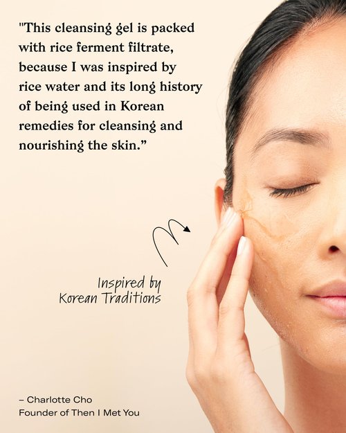 Then I Met You Soothing Tea Cleansing Gel, Vegan-Cruelty-Free Korean Skincare Cleanser with Fermented Rice, Centella, Hydrating Licorice, Glycerin, Exfoliator for Clear Skin Makeup Removal, 3.38 oz