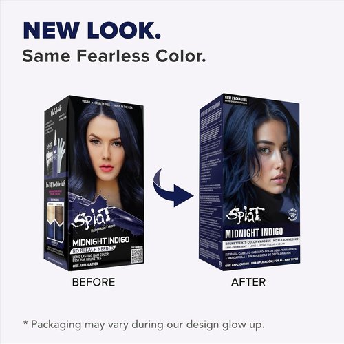 Splat Midnight Indigo Hair Color - Vegan & Cruelty-Free Semi-Permanent Dye, 6 Fl Oz