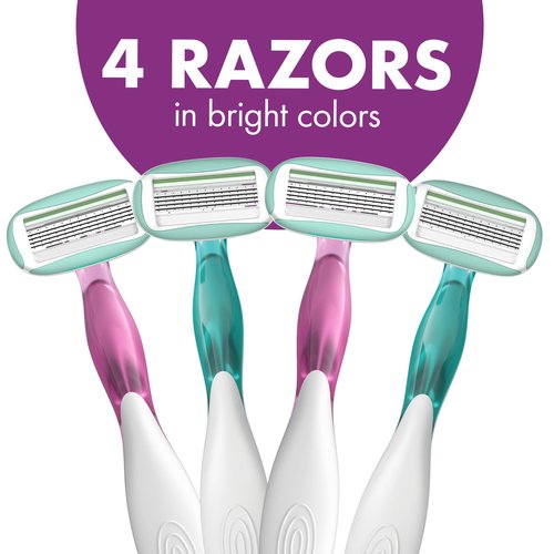 BIC Soleil 5 Sensitive Women's Disposable 5 Blade Razors, 360 Degree Moisture Strips and Pivoting Head, 4-Pack