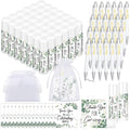 Heigble 50 Set Wedding Thank You Gifts, Thank You Lip Balm Bulk Retractable Ballpoint Pen Appreciation Card Organza Drawstring Gift Bag Bridal Shower Gift for Guest Wedding Party(Eucalyptus Leaf)
