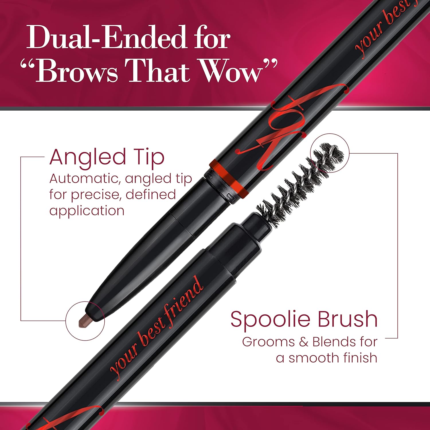 ybf Beauty Eyebrow Pencil - Universal Automatic Brow Pencil With Spoolie Brush - Perfect For All Hair Colors & Skin Tones - 0.005 Oz Taupe