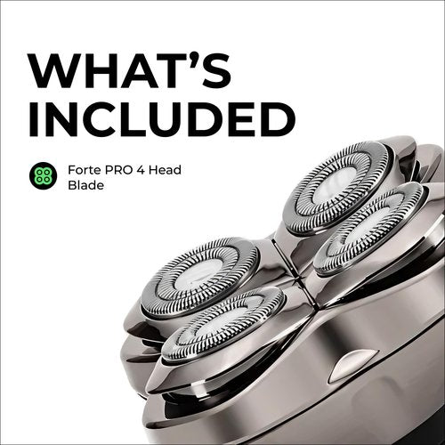 Skull Shaver Forte PRO 4 Head Replacement Blade - Shaver Blade for Wet & Dry Shaving - Rotary Heads Design - Japanese Stainless Steel - Compatible with Pitbull, Palm & Butterfly Kiss Shavers