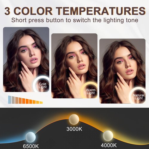 Hasipu LED Makeup Mirror with Bluetooth Speaker, 10.6" x 14" Hollywood Vanity Mirror with Lights, Rounded Rectangle White Frame, 3 Modes Light, Smart Touch Control Dimmable, 360°Rotation