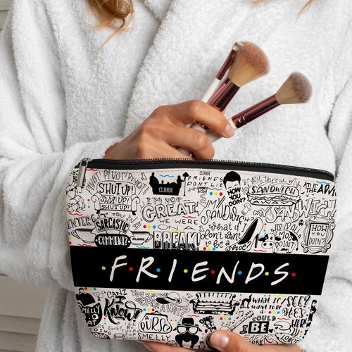 CLHHM Friends TV Show Merchandise Makeup Bag Smiling Friends Merch Cosmetic Bag TV Show Gifts for Women Fans Sister Birthday Friendship